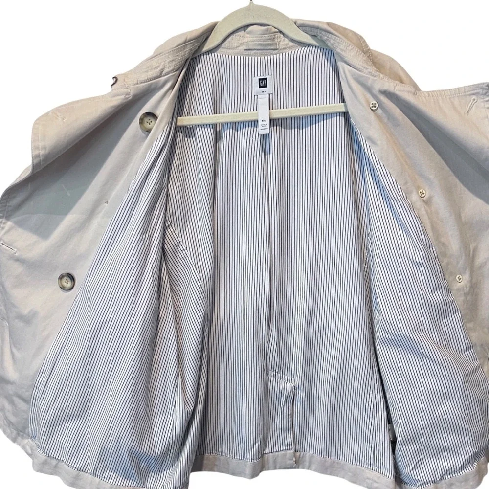 GAP Womens Tan Khaki Double Breasted Short Trench Coat Jacket‎ XXL Utility Barn